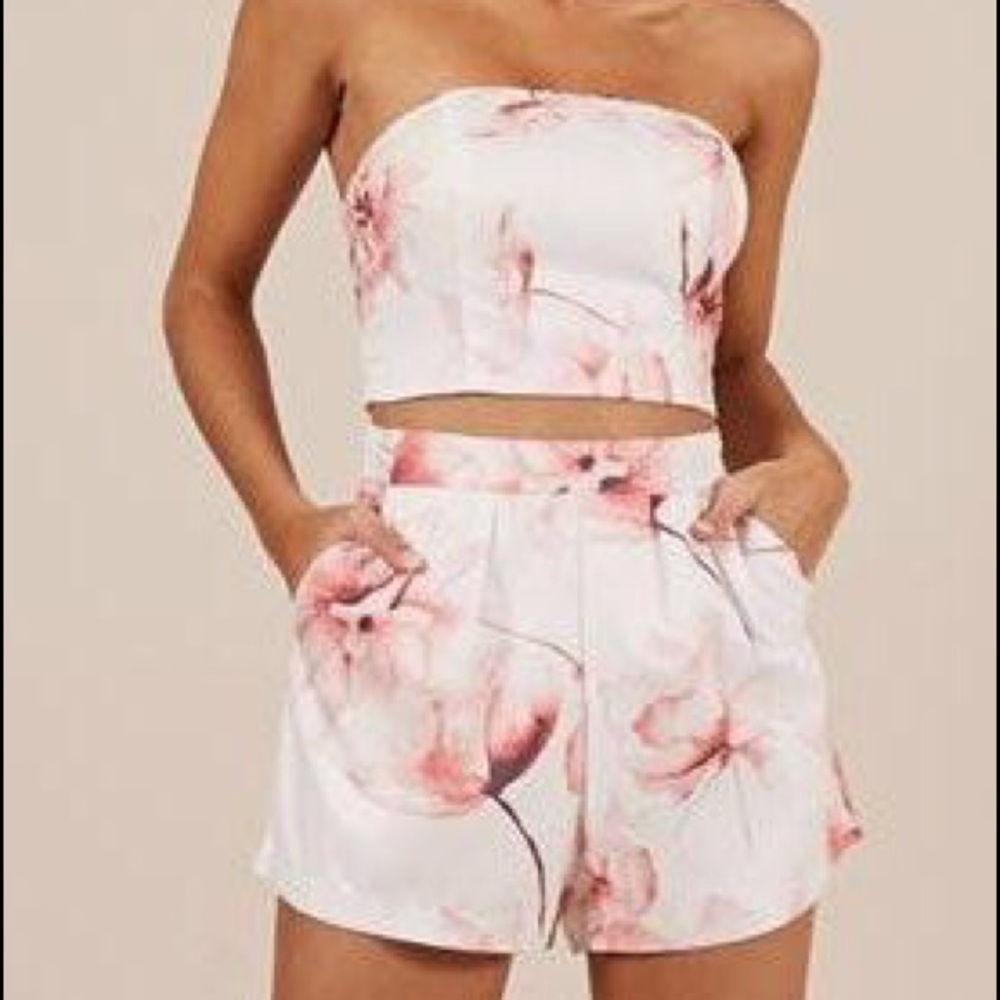 Shades of Grey Two Piece Set in Pink Floral